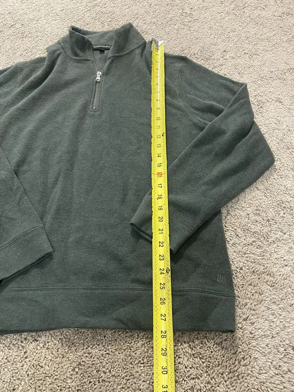 Banana Republic Sweater Mens XL Green 1/4 Zip Mock Neck Thermal Knit Pullover